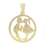 14k Yellow Gold Kissing Boy and Girl Charm Pendant 2.7 grams - Yellow