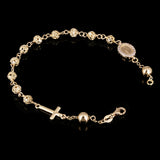 Italian 14k Yellow Gold Diamond-Cut Beaded Rosary Bracelet 5mm 7.5" 6.6 grams