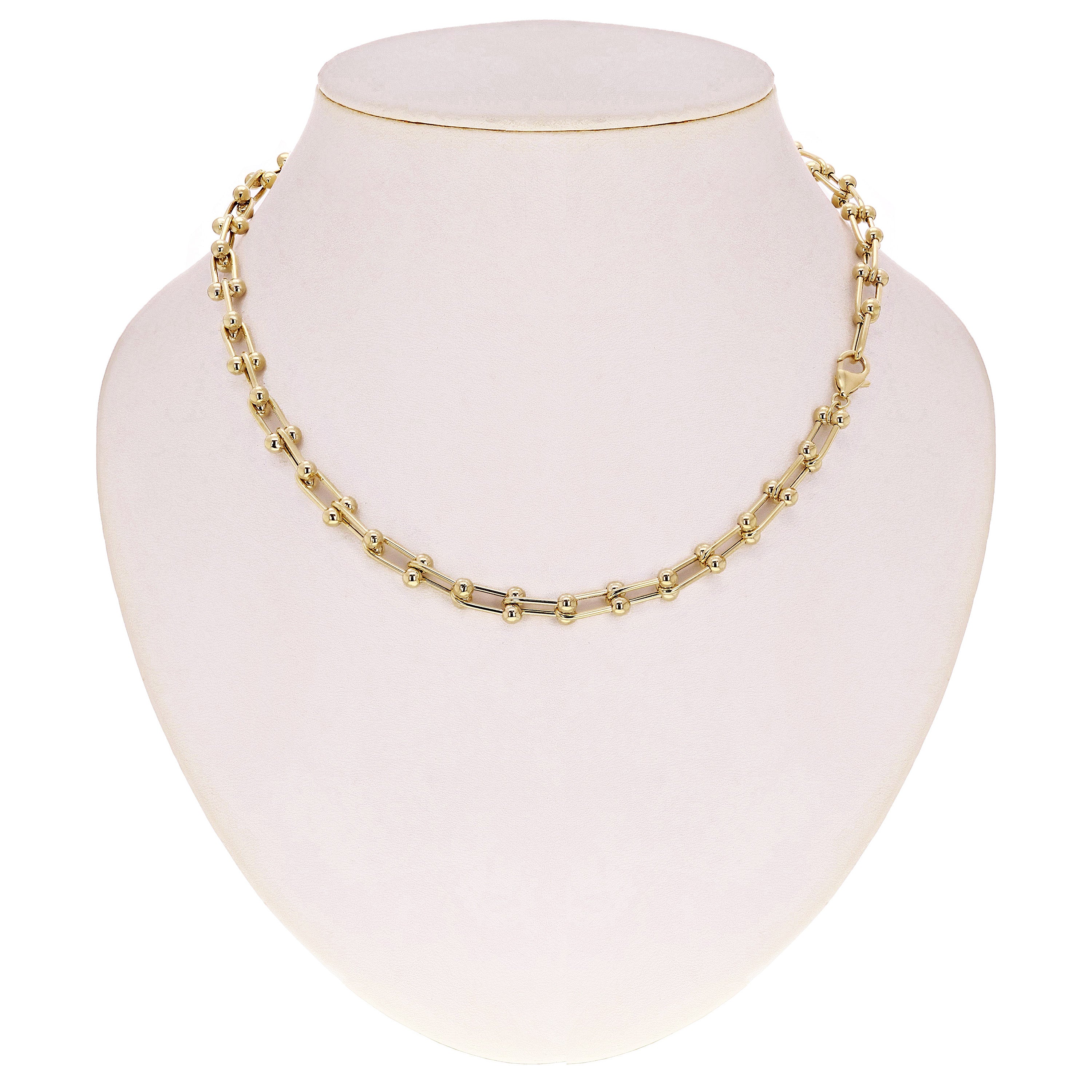Italian 14k Yellow Gold Semi-Solid U-Link Chain Necklace 17.5" 8mm 17.8 grams - Yellow 8mm 17.5" 17.8 grams