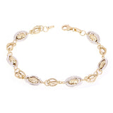 Italian 14k Two-Tone Gold Multiple Round & Oval Links Fancy Bracelet 7.5" 4.6g