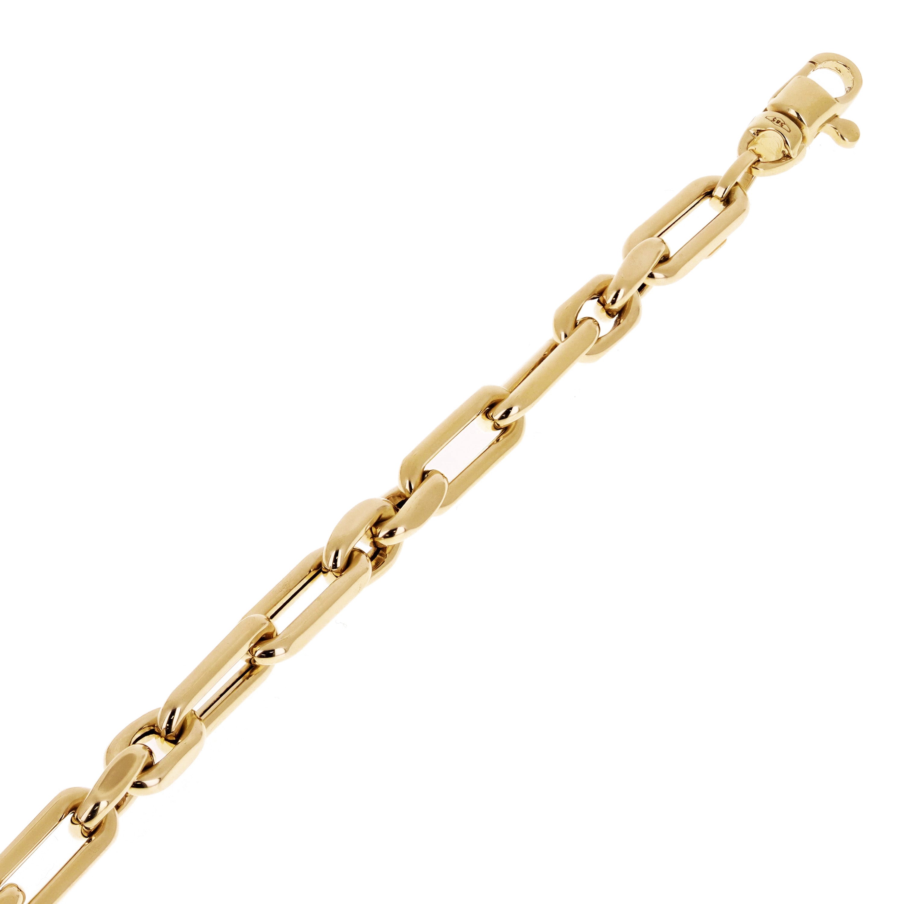 Italian 14k Yellow Gold Hollow Oval Paper Clip Link Bracelet 7.75" 5mm 4.9 grams