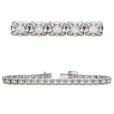 18k White Gold 2.30ctw Diamond Flower Link Tennis Bracelet 7"
