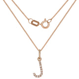 14k Rose Gold Diamond Initial Letter J Charm Pendant Necklace 18" - Letter J,Rose
