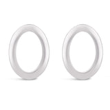 Italian 14k White Gold Bright Shine Petite Open Eternity Circle Stud Earrings - Shiny Petite
