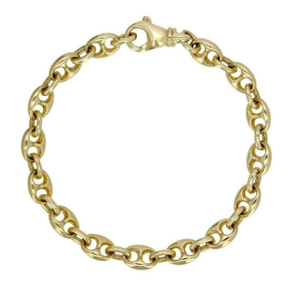 14k Yellow Gold Solid Puffy Mariner Gucci Link Chain Bracelet 7