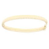 Italian 14k Yellow Gold Polished Hammered Finish Hollow Oval Bangle Bracelet