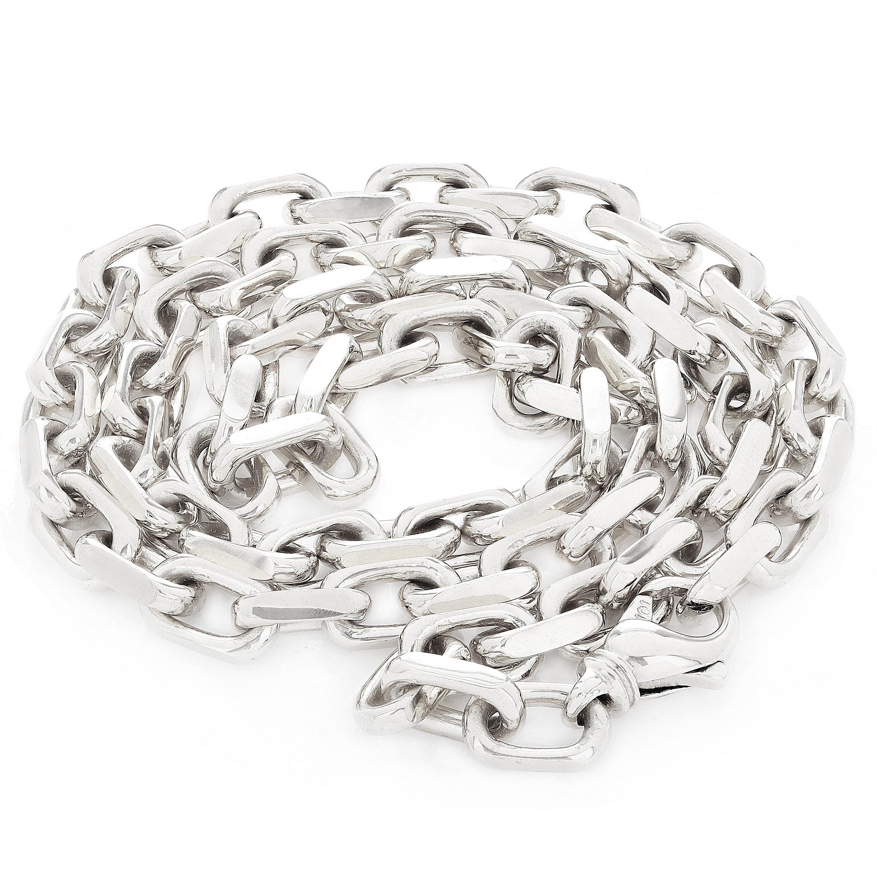 10k White Gold Handmade Fashion Link Necklace 28" 7.94mm - White,28"