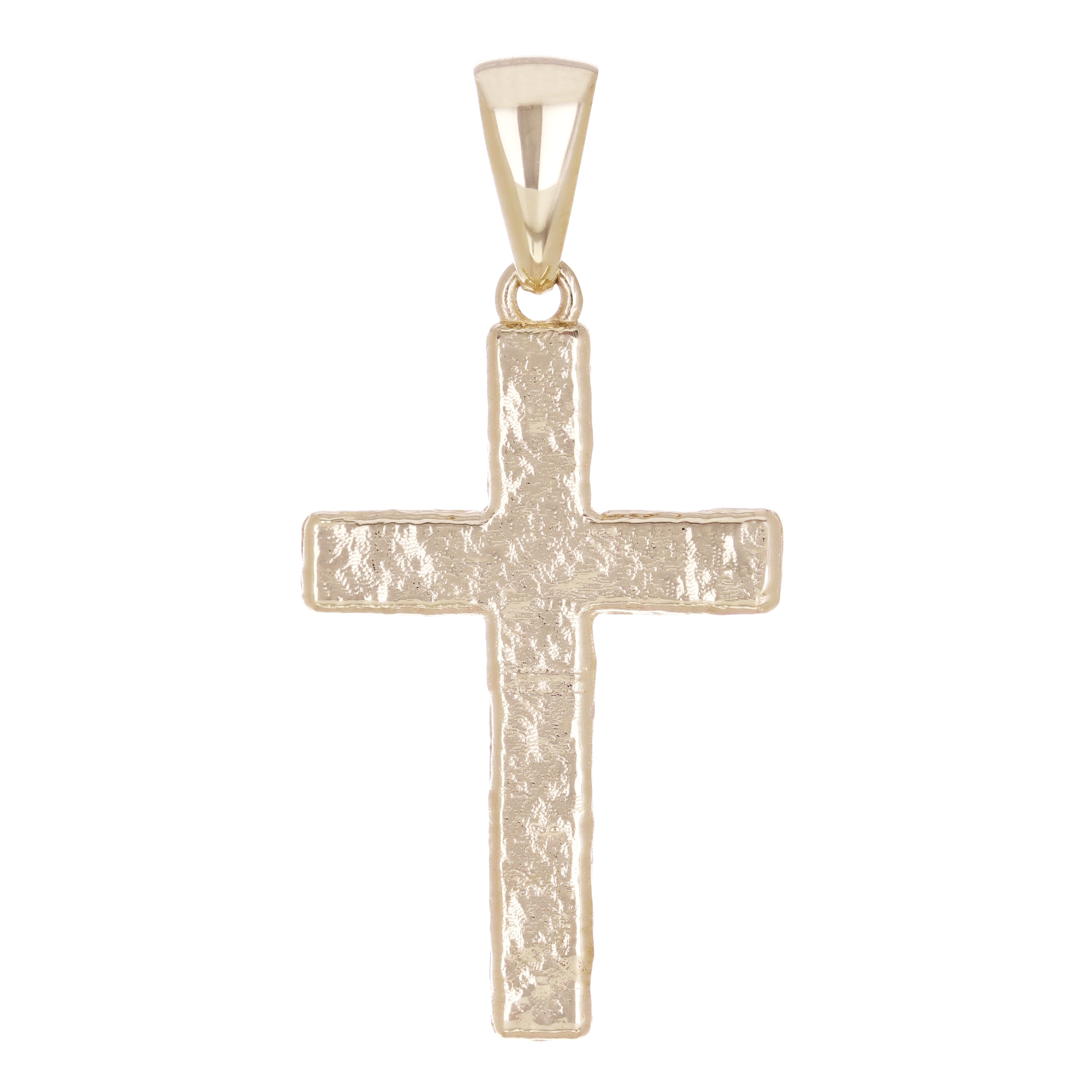 14k Yellow Gold Hammered Finish Cross Religious Charm Pendant 1.7" 7.2 grams