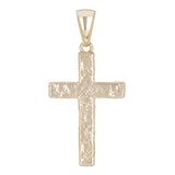 14k Yellow Gold Hammered Finish Cross Religious Charm Pendant 1.7" 7.2 grams
