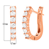 14k Rose Gold 0.75ctw Diamond Oblong Oval U-Shaped Hoop Earrings 15.9mm x 2.7mm