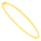 Italian 14k Yellow Gold Hollow Twisted Bangle Bracelet 7" 3mm 4.1 grams