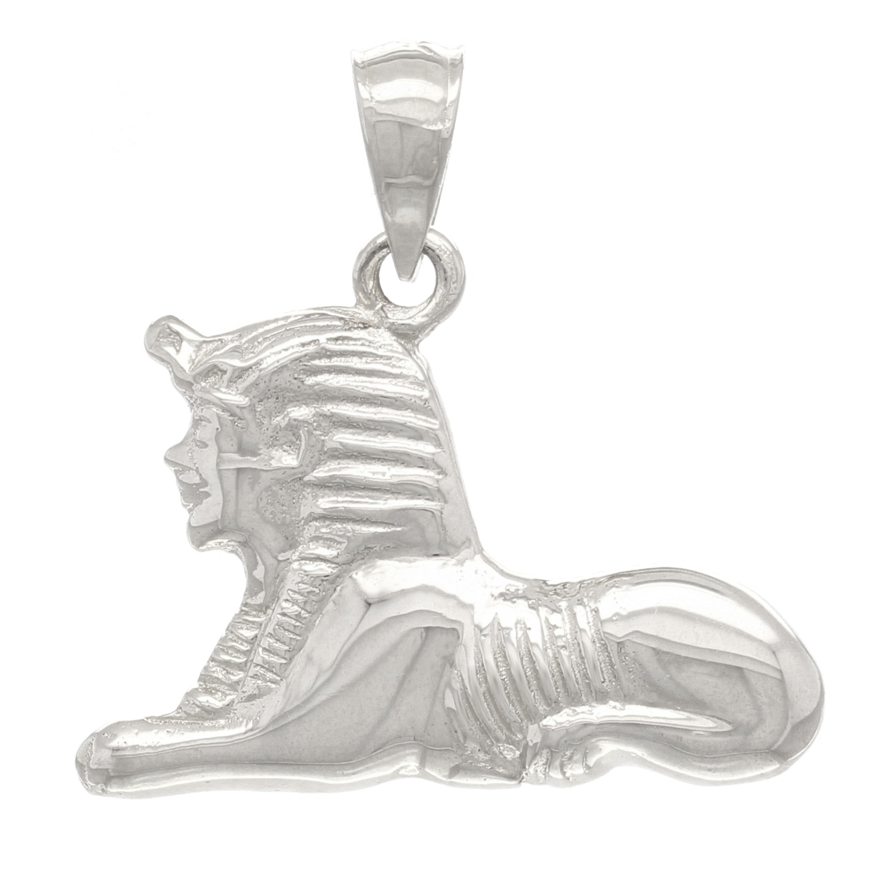 14k White Gold Solid Ancient Egypt THE SPHINX Charm Pendant 2.6 grams - White