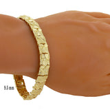 14k Yellow Gold Solid Nugget Bracelet 7" 9.5mm - 7",9.5mm