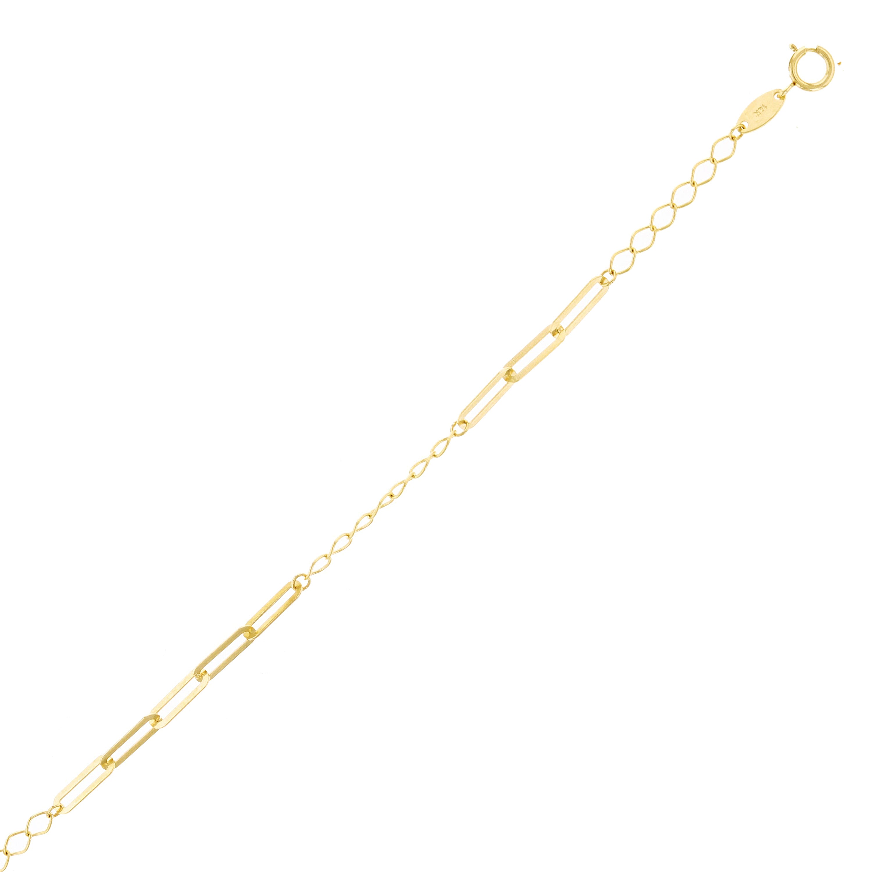 Italian 14k Yellow Gold Flat Oval Paper Clip Links Bracelet 7" 1.2 grams