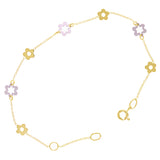 Italian 14k Two-Tone Gold Flower Charm Bracelet 7" 1.8 grams