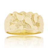 14k Yellow Gold Solid Nugget Ring Band 9.8mm Sizes 7 - Ring Size 7