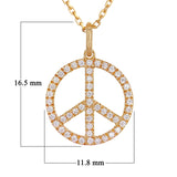 14k Rose Gold Diamond Peace Sign Pendant Necklace 18" - Rose