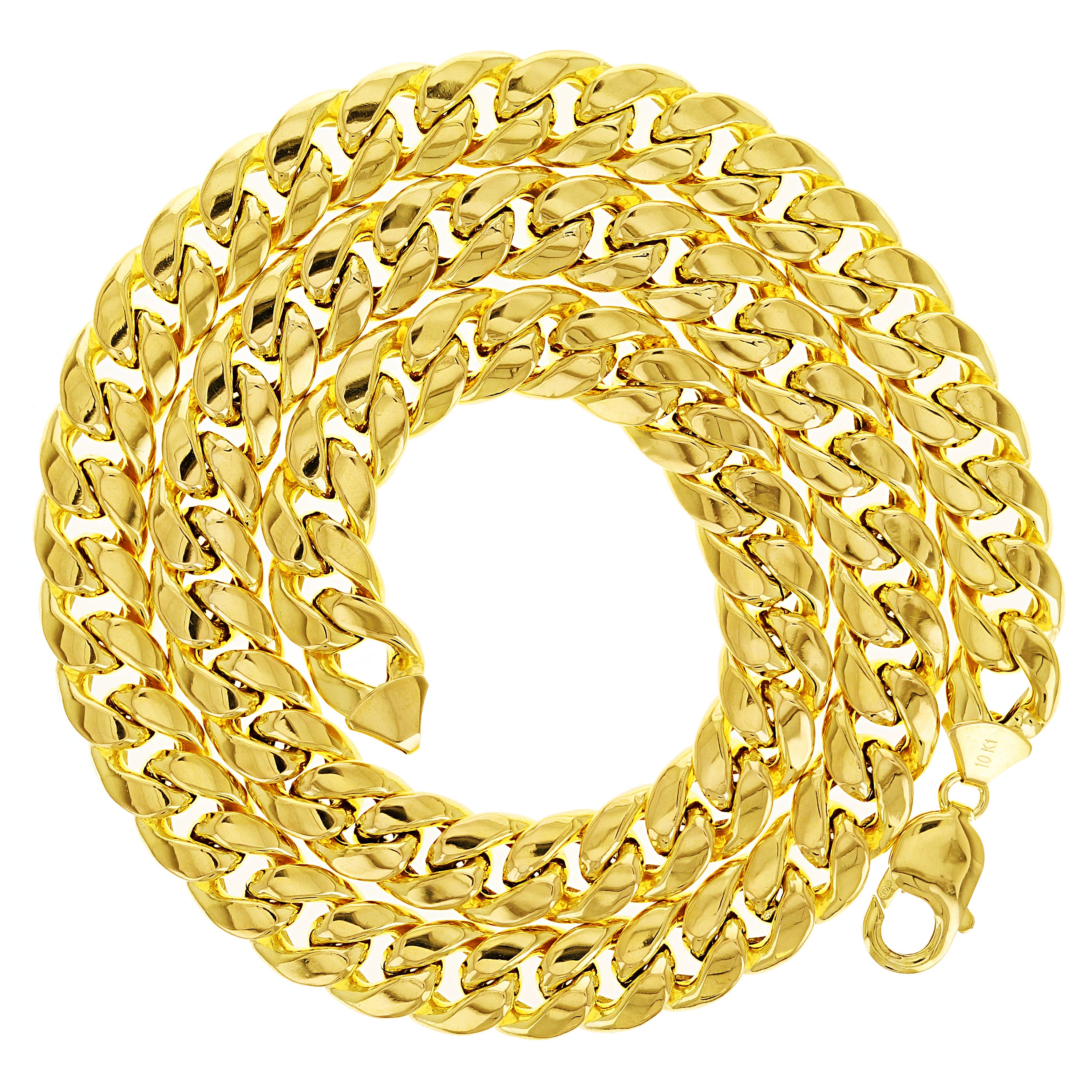 Italian 10k Yellow Gold Hollow Miami Cuban Chain Necklace 24" 12mm 72.7 grams - 24" 72.7 grams