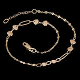 Italian 14k Yellow Gold Heart & Oval Link Anklet/ Bracelet 10.5" 4.9mm 2.5 grams