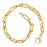 Italian 14k Yellow Gold Paper Clip Link Chain Bracelet 7.5" 6mm 5.5 grams