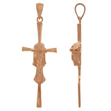14k Rose Gold Jesus Christ Face Crucifix Cross Charm Pendant 1.8" 2.8 grams - Rose