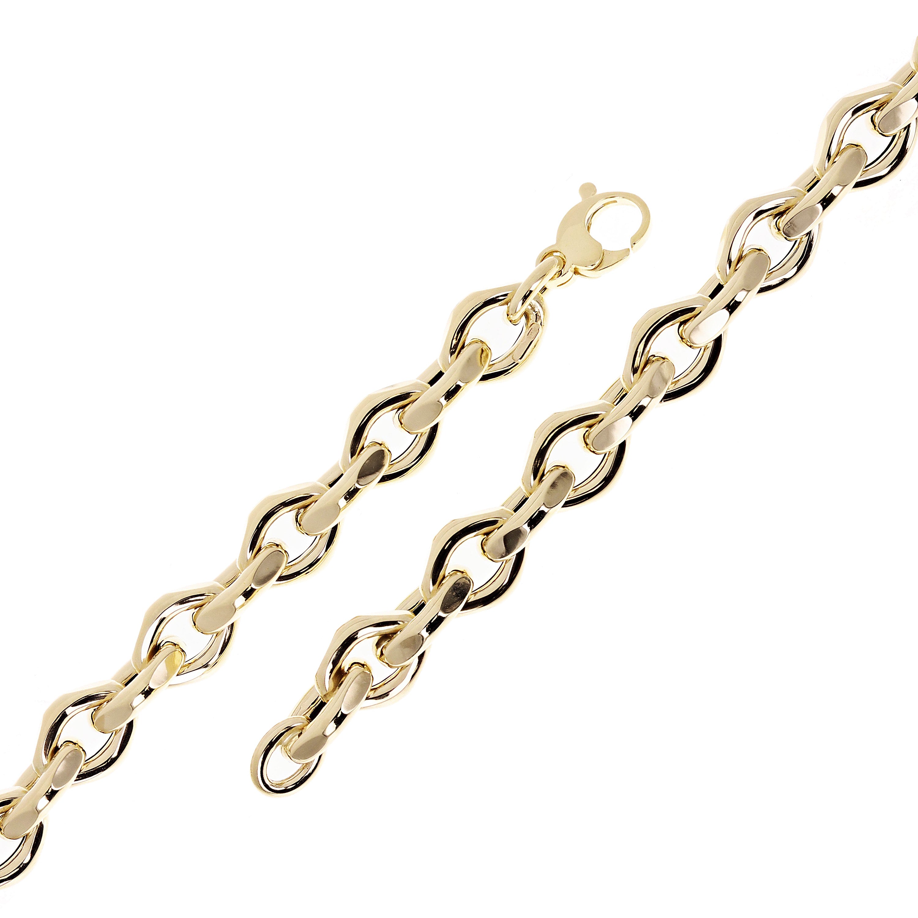 Italian 14k Yellow Gold Hollow Fancy Open Link Bracelet 7.75" 10.3mm 11 grams