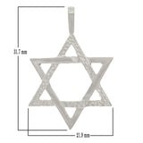 14k White Gold Diamond Cut Jewish Star of David Charm Pendant 1.25" 3.6 grams - White