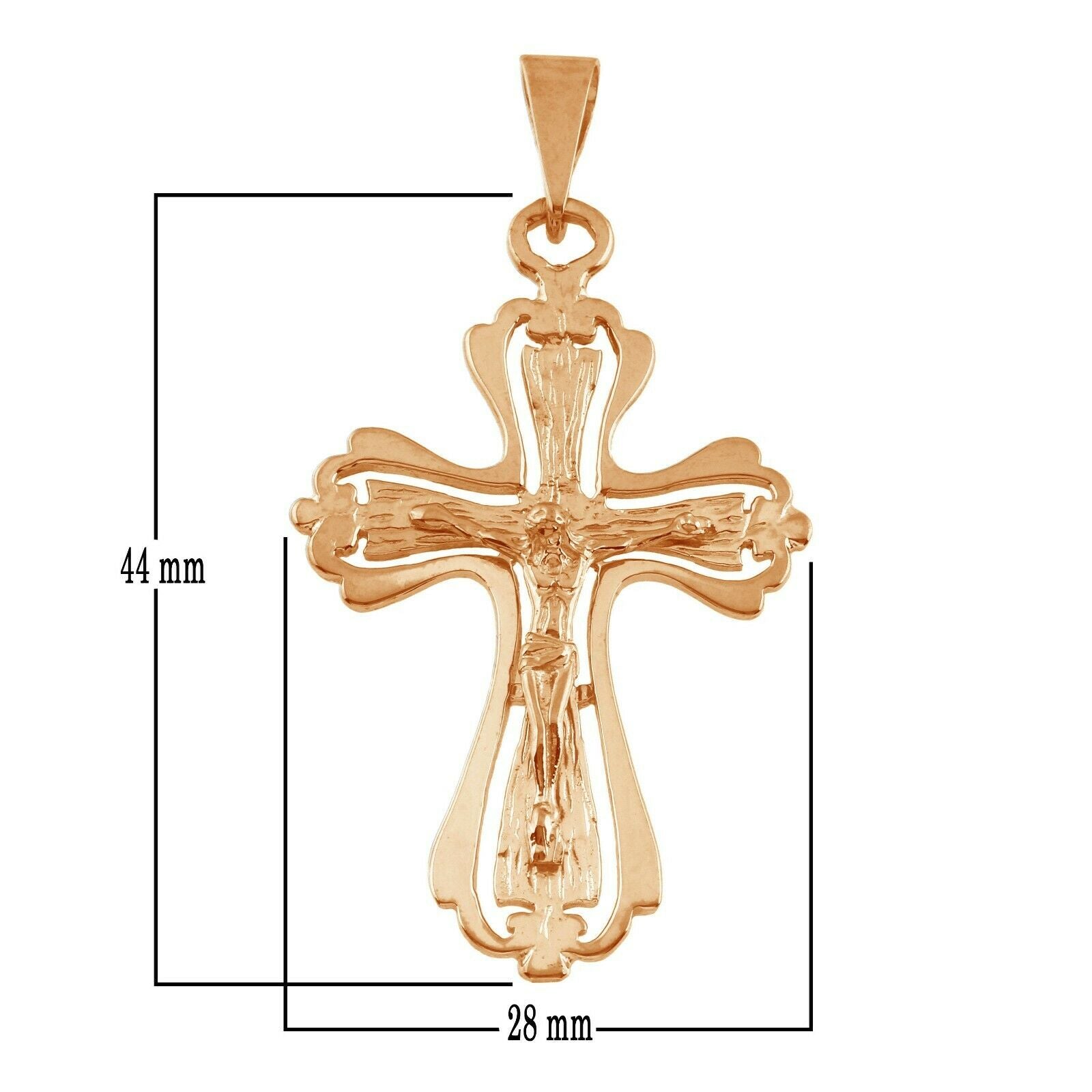 14k Rose Gold Jesus Christ Crucifix Cross Charm Pendant 2" 5.2 grams - Rose
