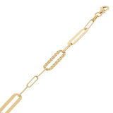 Italian 14k Yellow Gold High Polished & Diamond Cut Paperclip Link Bracelet 7" 6.2mm 3.1 grams