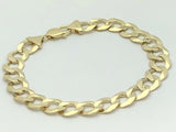 Men's 14k Solid Yellow Gold Flat Cuban Link Chain Bracelet 9.25" 11.5mm 25.9g