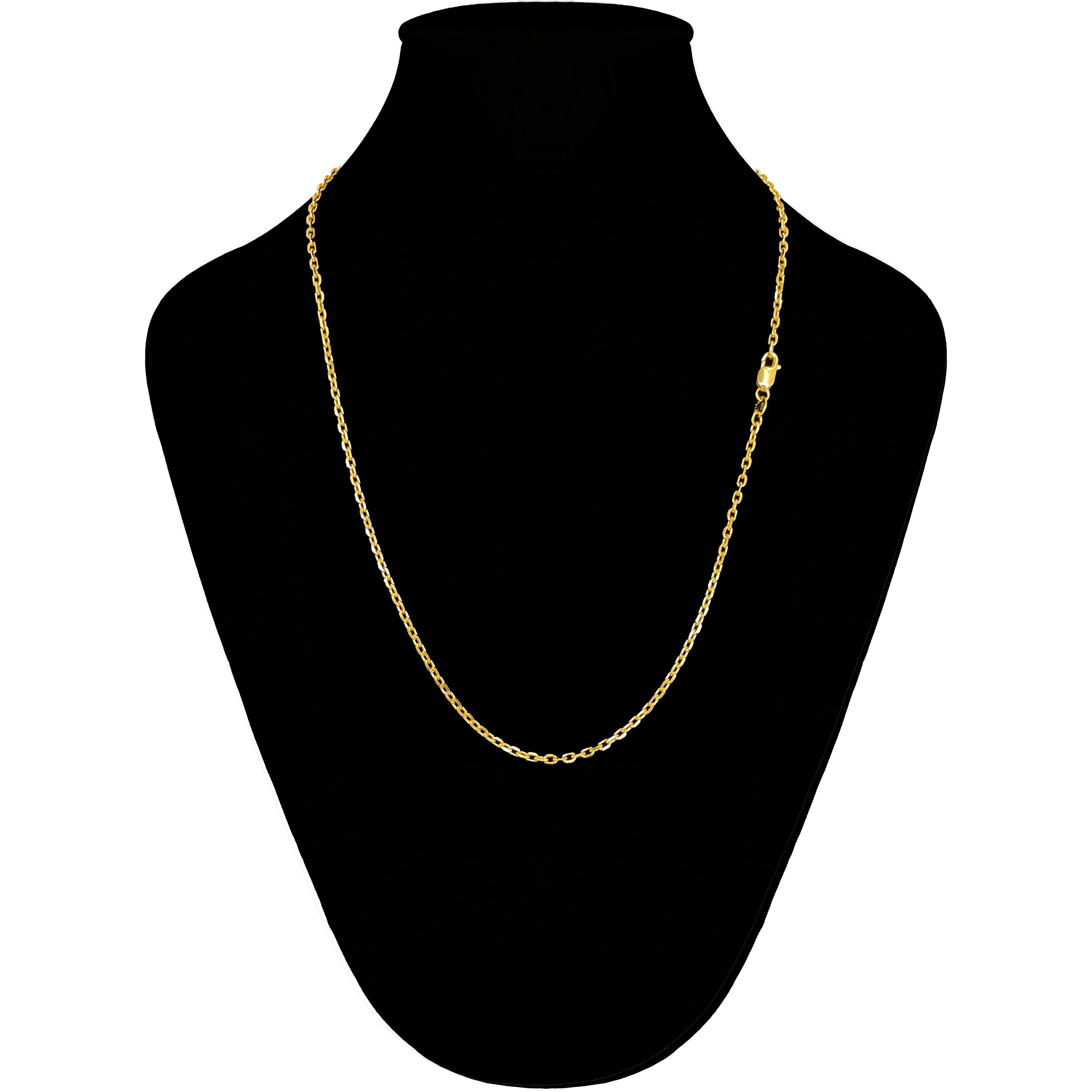 Italian 21k Yellow Gold Solid Anchor Chain Necklace 18" 1.8mm 5 grams - 18" 5 grams