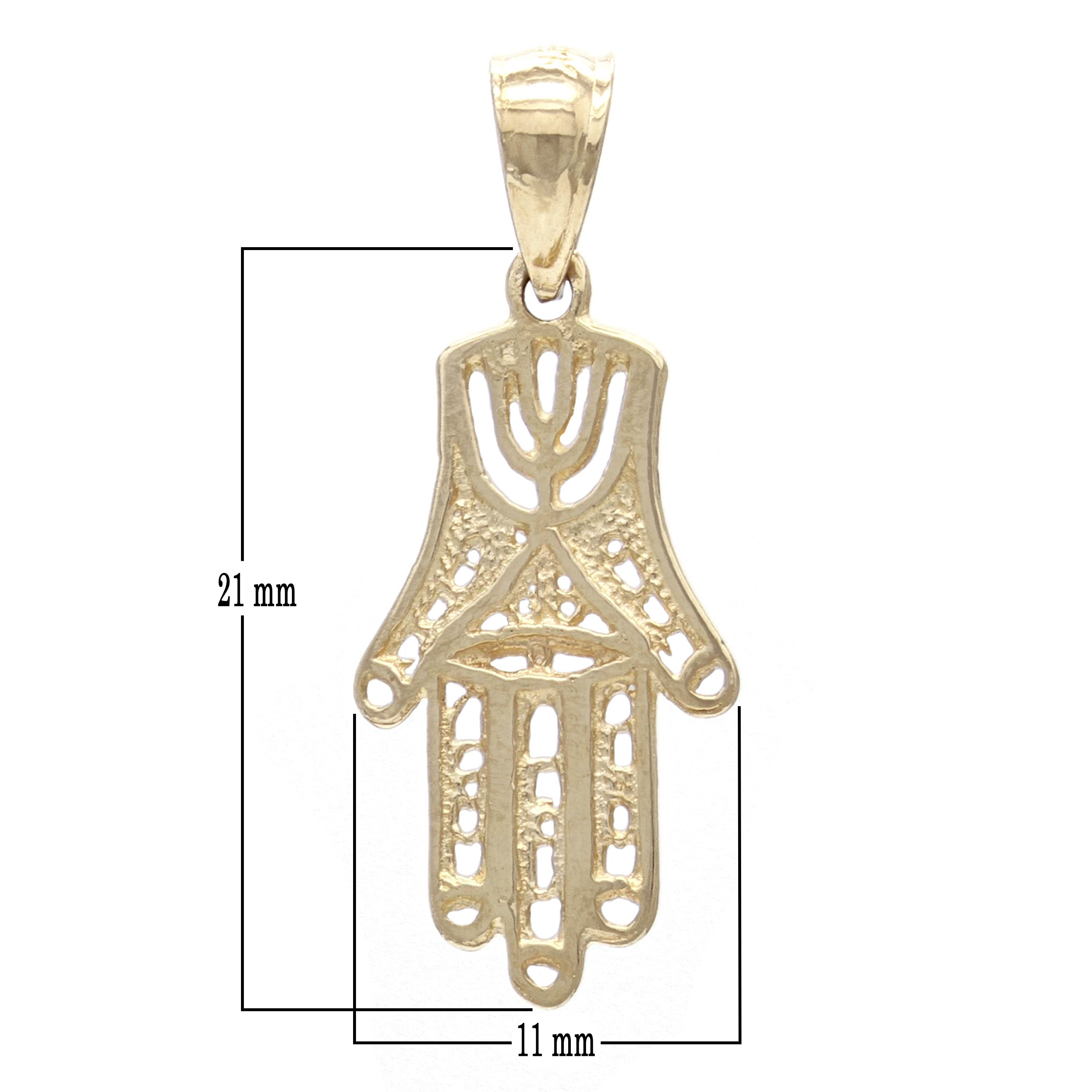 14k Yellow Gold Hand Of Fatima Hamsa Charm Pendant 1 gram - Yellow