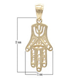 14k Yellow Gold Hand Of Fatima Hamsa Charm Pendant 1 gram - Yellow