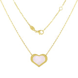Italian 14k Yellow Gold Pearl Heart Charm Pendant Necklace 16.5-17.5" 2.2 grams