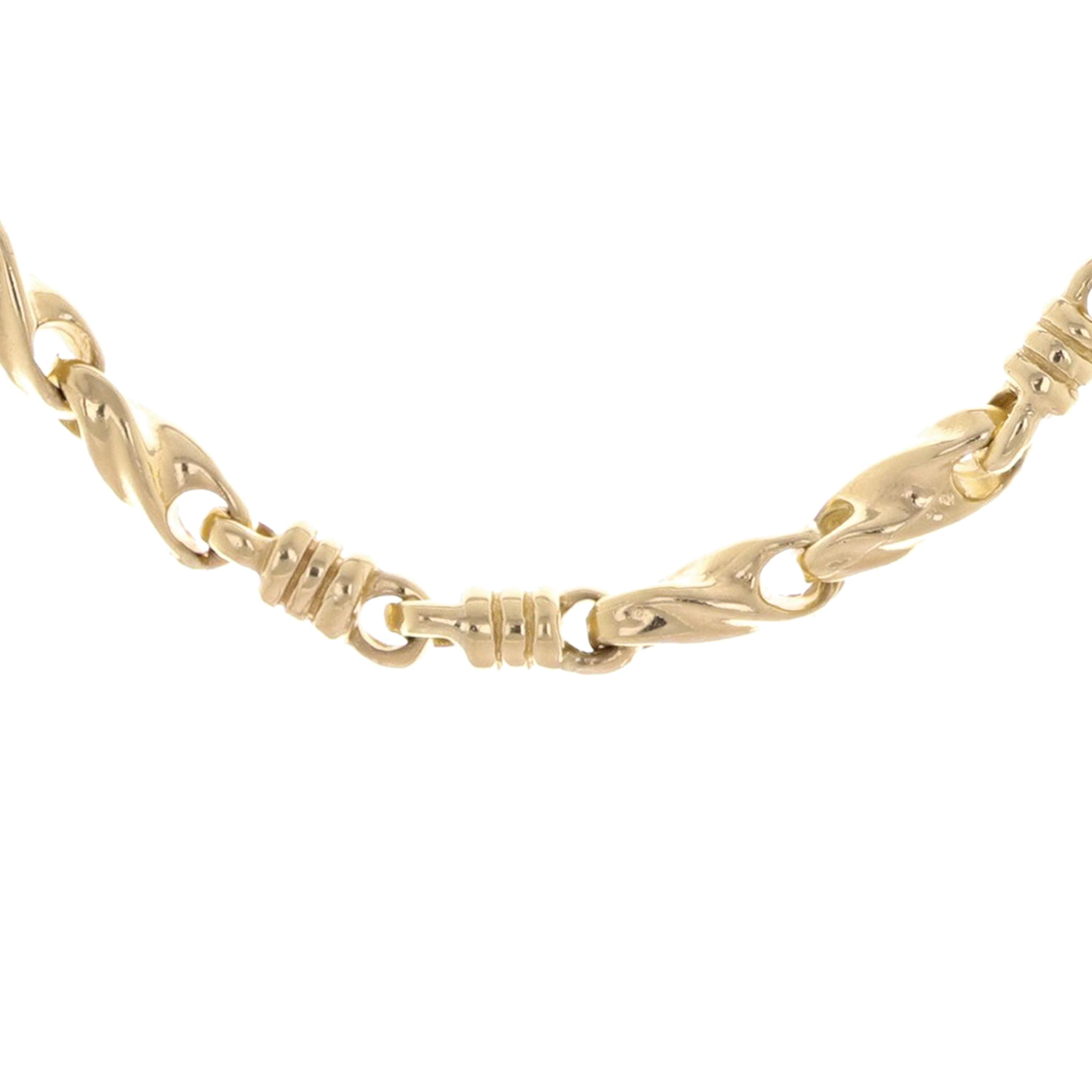 14k Yellow Gold Solid Handmade Fashion Link Bracelet 7" 3.5mm 11.5 grams - 7" 11.5 grams