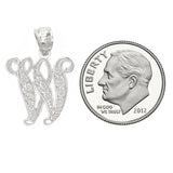 14k White Gold Initial Letter W Alphabet Charm Pendant - Letter W,White