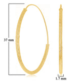 Italian 14k Yellow Gold Diamond Cut J-Hoop Oval  Hoop Earrings 1.5" 1.7mm 1.3g