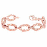 14k Rose Gold Nugget Bracelet Oval Link 7" 11.7mm 25 grams - Rose,7"