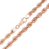 Men's Solid 10k Rose Gold Diamond Cut Rope Chain Necklace 26" 7mm 96.3 grams - Rose,26"