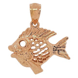 14k Rose Gold Sea Life Discus Fish Pendant - Rose