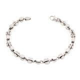 14k White Gold Solid Handmade Fashion Link Bracelet 7" 6mm 27.2 grams - White,7"