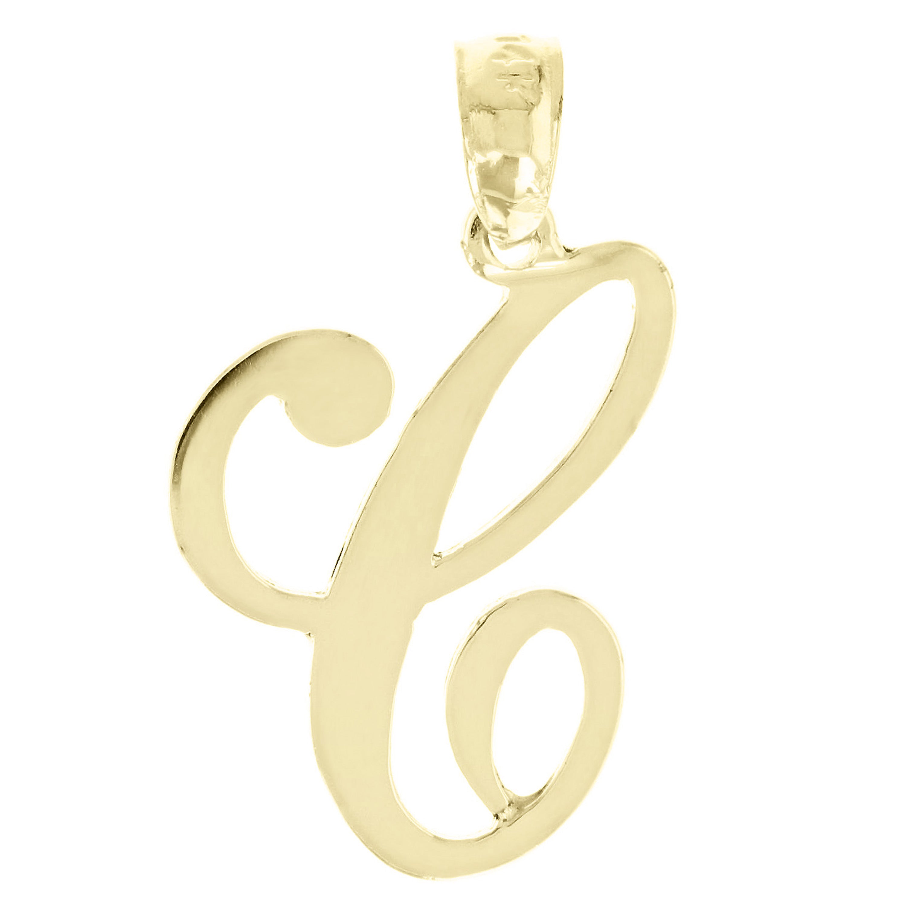 14k Yellow Gold Initial Letter C Alphabet Charm Pendant - Letter C,Yellow