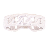 14k White Gold Cuban Link Ring Chain Stackable Ring Band Size 6.75 3.5 grams - White
