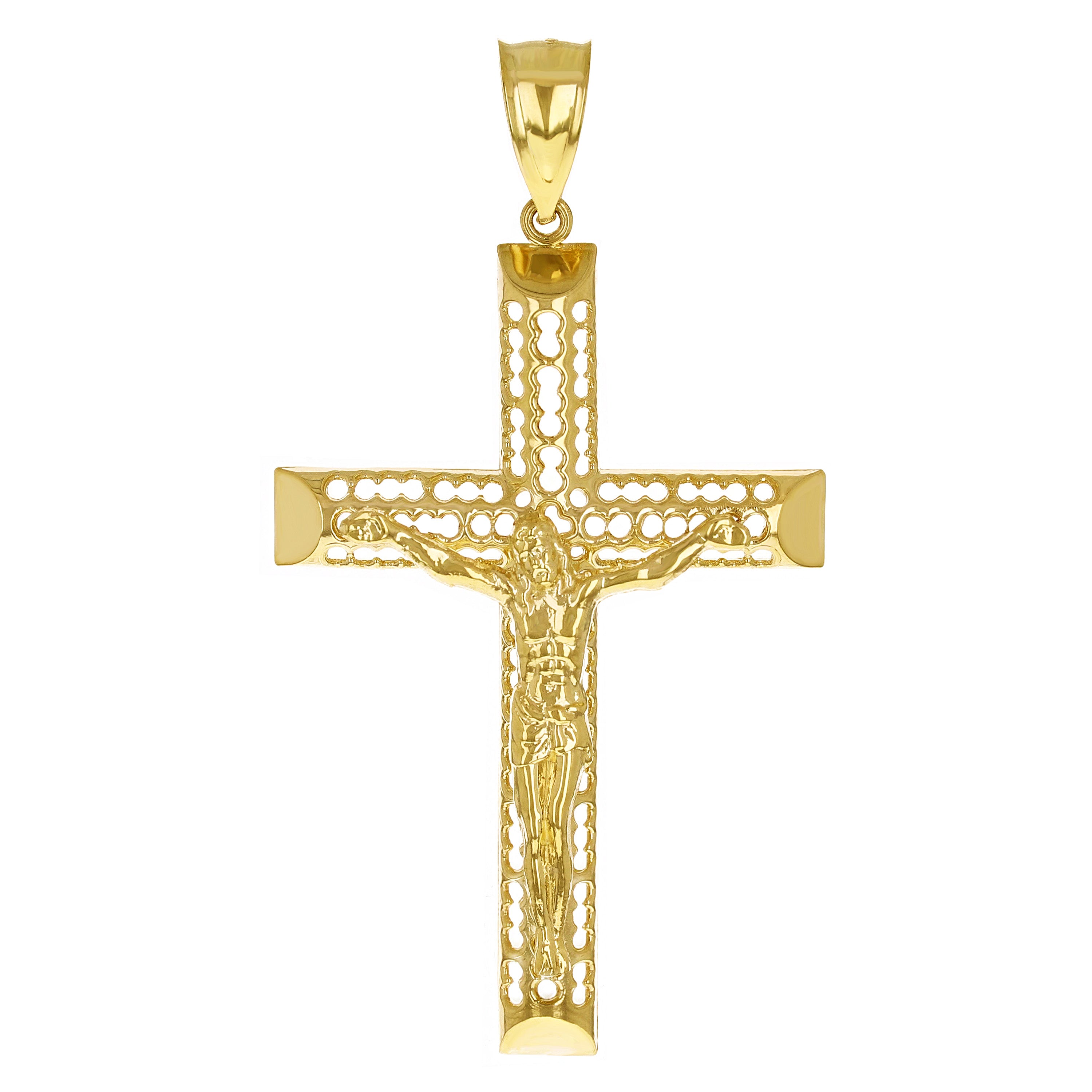 14k Yellow Gold 3D Jesus Christ Crucifix Cross Pendant 3 .1" 10.2 grams