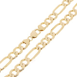 Men's 14k Yellow Gold Solid Figaro Chain Necklace 20" 9.7mm 58 grams - Yellow,20"