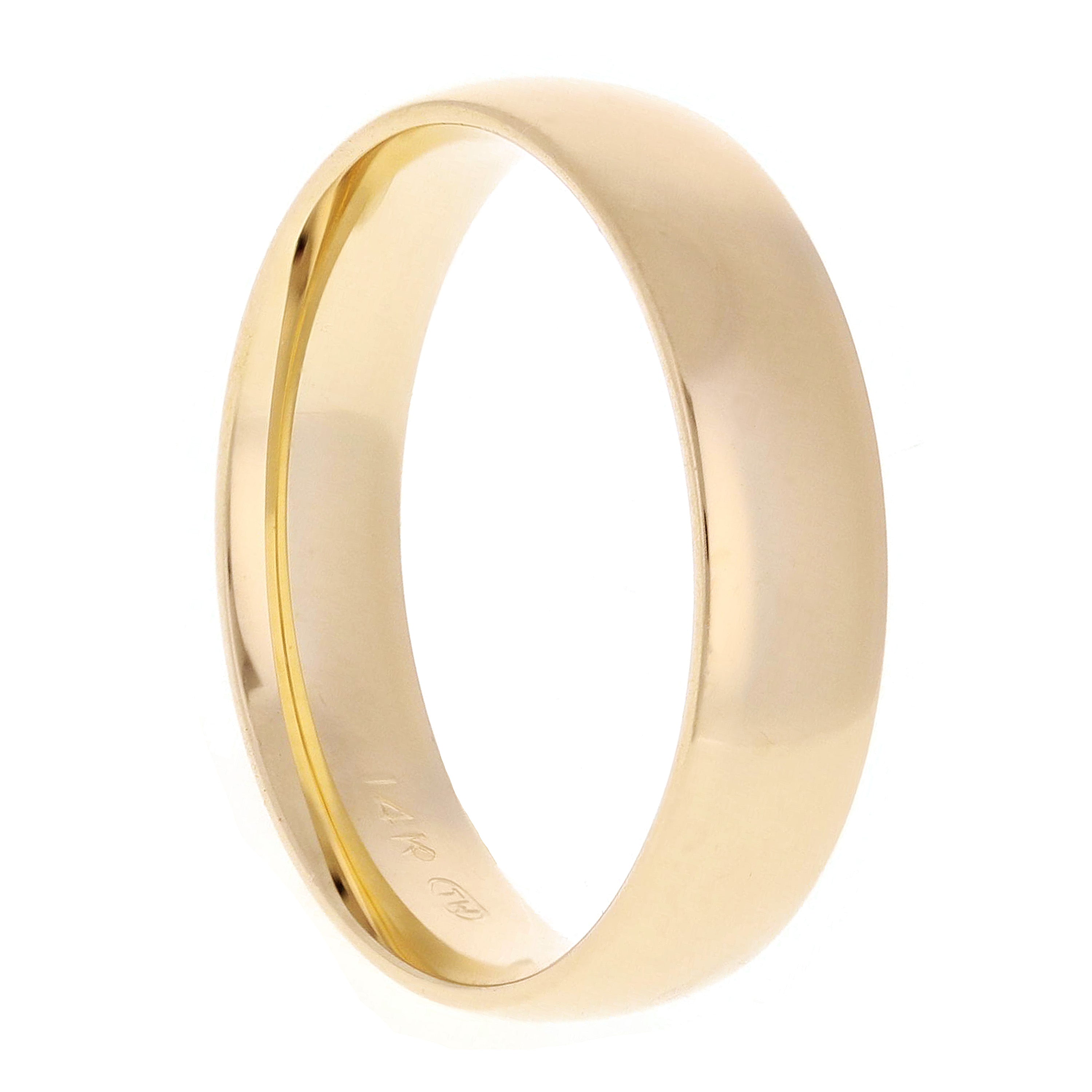 14k Yellow Gold Comfort Fit Plain Wedding Band Ring 5mm Size 13 - Yellow,5mm Ring Size 13