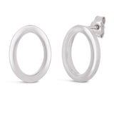Italian 14k White Gold Bright Shine Petite Open Eternity Circle Stud Earrings - Shiny Petite
