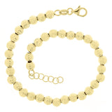 Italian 14k Yellow Gold Bracelet Dimaond Cut Ball Bead Bracelet 8" 5mm 4.9 grams