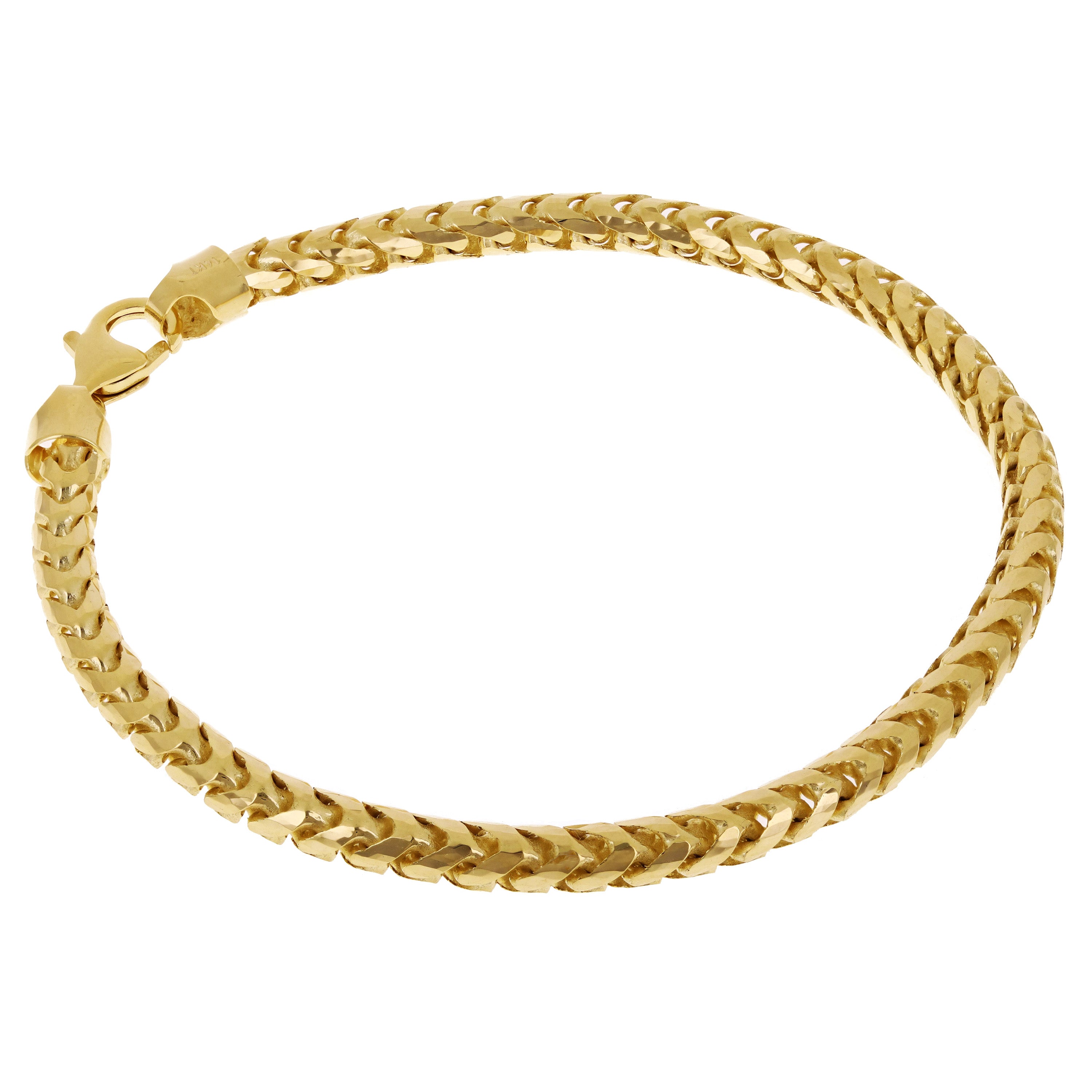 Italian 14k Yellow Gold Diamond Cut Franco Chain Bracelet 4.5mm 8.5" 23.8 grams - 4.5mm 8.5" 23.8 grams