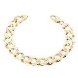 14k Yellow Gold Solid Flat Cuban Link Chain Bracelet 8.5" 12.5mm 42.5 grams - Yellow,8.5"